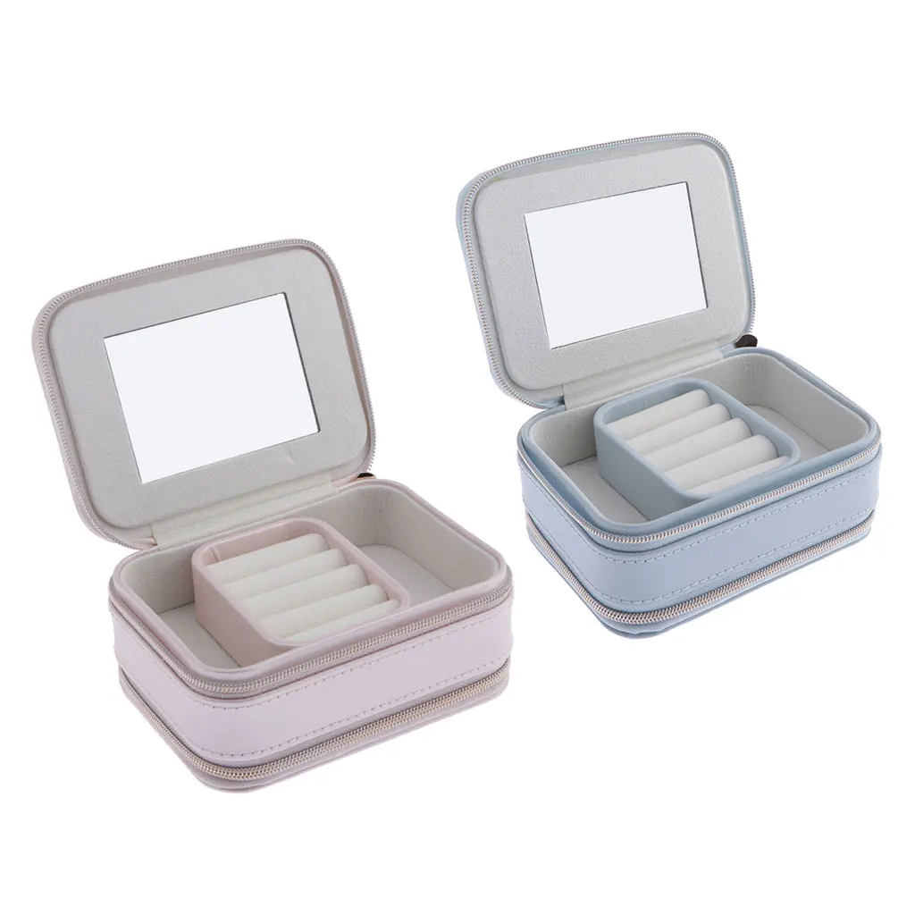 

Korean Style Leather Jewelry Box Portable Travel Jewelry Organizer Multi-function Jewelry Storage Box for Necklace Earrings Ring