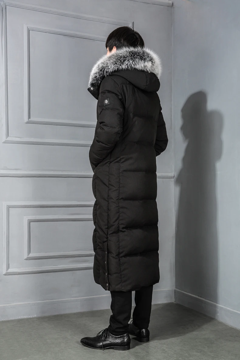 Новинка, мужское зимнее теплое пуховое пальто, мужское зимнее теплое пуховое пальто, верхняя одежда, воротник из лисьего меха, съемный капюшон 900