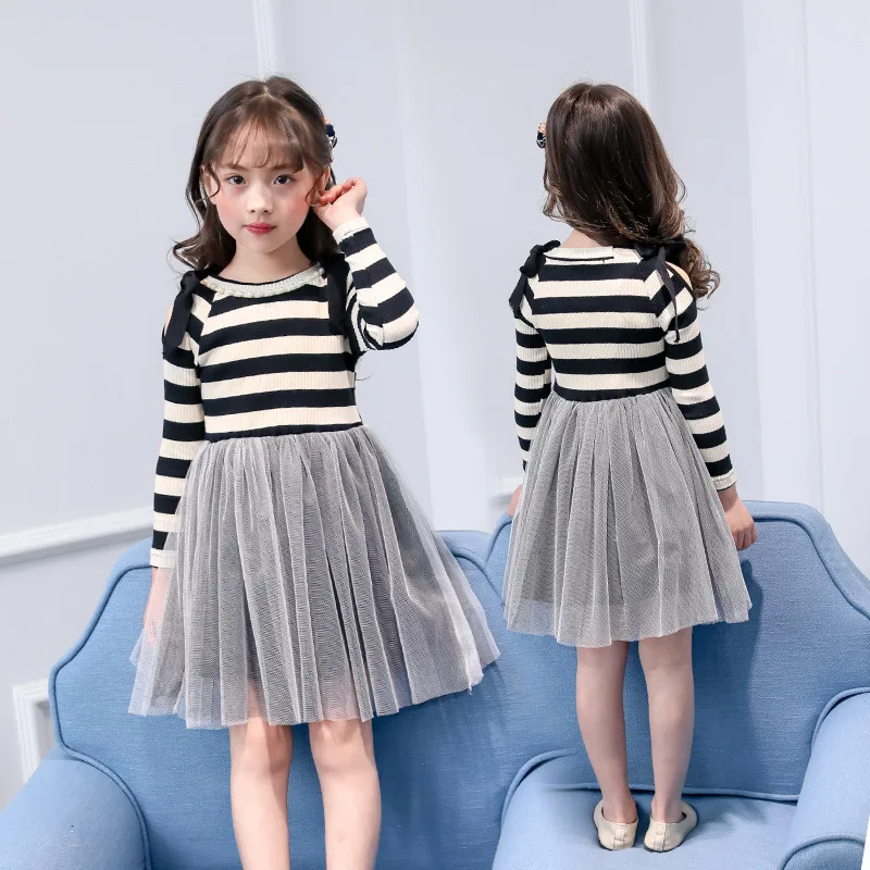 

striped toddler sweater dresses for girls spring autumn patchwork teen dress girl 14 years long sleeve teenage party dresses
