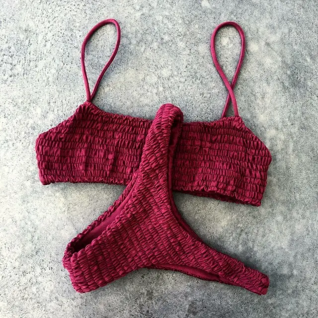 Conjunto de Bikini plisado con sujetador acolchado para mujer, traje de baño Sexy con realce, ropa de playa, novedad, gran oferta - Imagen 4