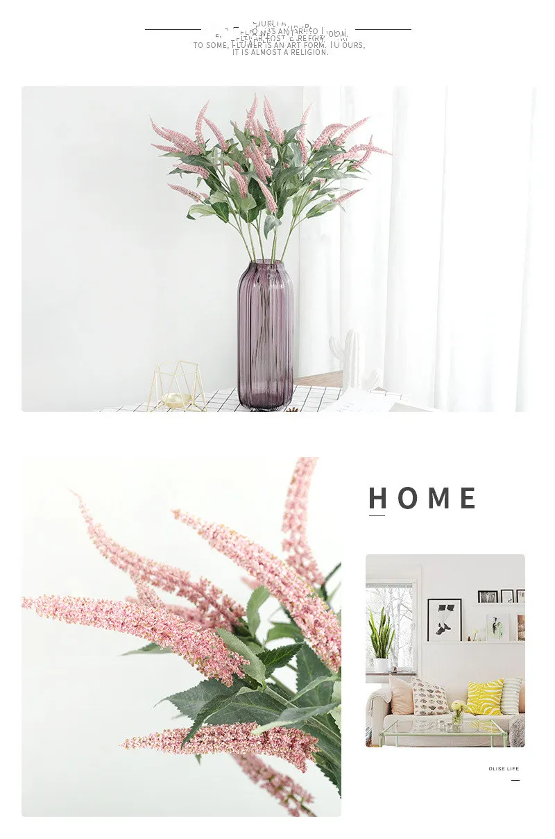 Description Picture 6 of itemLuxury long sage grass branch Artificial Flowers DIY fake plants home wedding Decoration flores artificiales