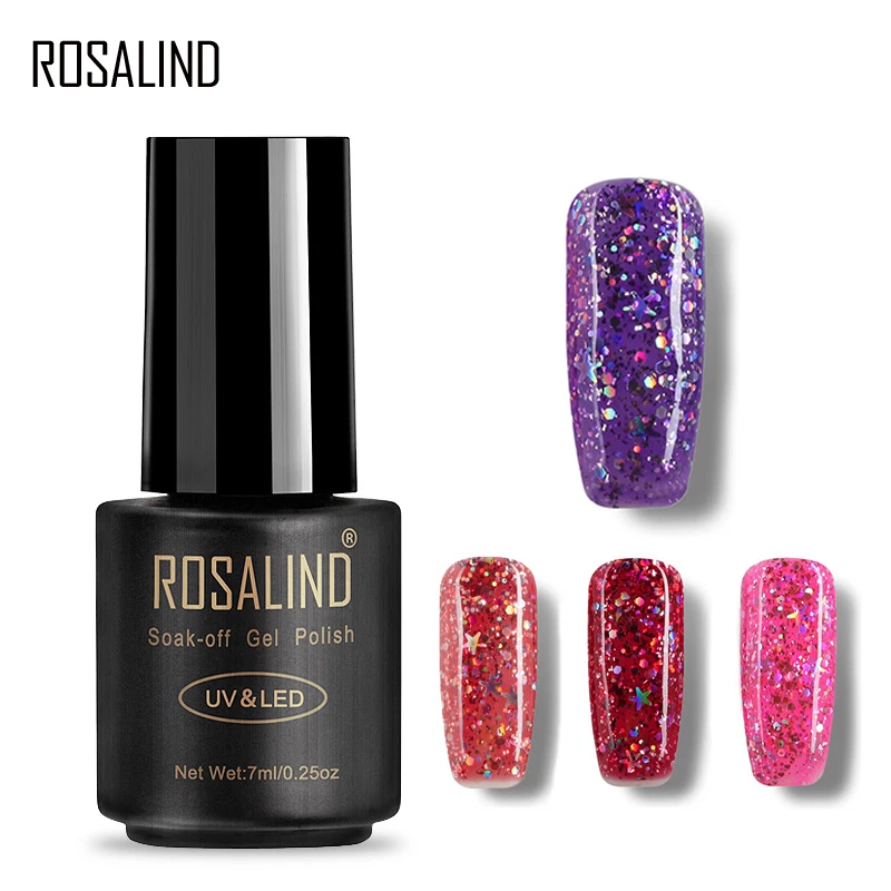 Гель-лак для ногтей ROSALIND 7 мл Star &amp Moon с блестками S01-12 UV LED Soak-Off | Красота и здоровье