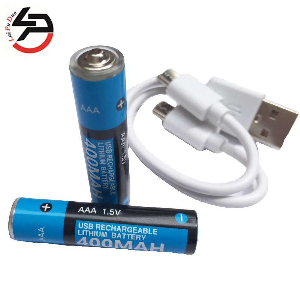 AAA 1,5 V 400 mah литиевая с батареей заряжаемой через USB аккумулятор с USB зарядной линией 2 шт./партия