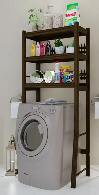coffee 52cm wide Деревянная полка для туалета, стеллаж для ванной комнаты, стойка для стиральной машины - Цвет: coffee 52cm wide