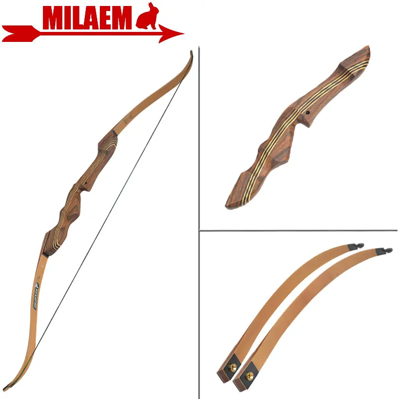

1set 60inch 20-55lbs Archery Takedown Recurve Bow American Hunting Bow Wooden 21" Handle Riser RH Shooting Hunting Accessories
