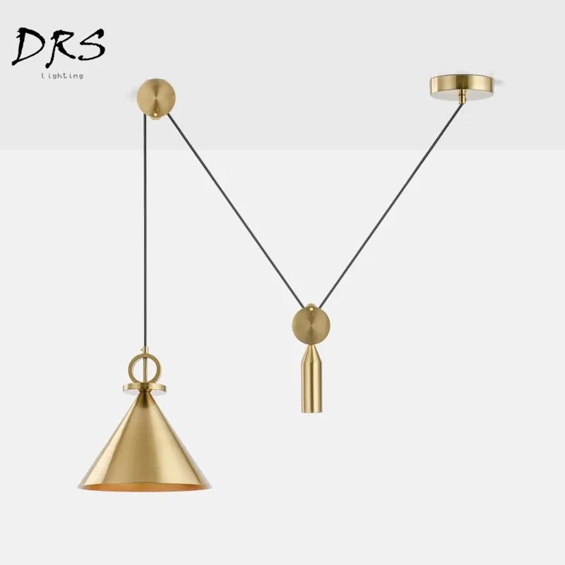 

Nordic Post-modern Chandelier Lighting Creative Atmosphere Lifting Pulley Hanging Lamp Living Room Lighting Led Lifting Fixtures