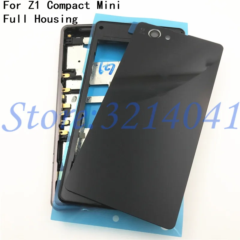 

Original Front Middle Frame Port Plug Cover Back Battery Cover For Sony Xperia Z1 Compact mini D5503 Full Housing