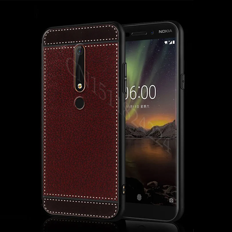 For Nokia 6.1 Case Matte Litchi Stripe Soft TPU Cover X6 X5 Emboss Lychee Capa 5.1 3.1 2.1 5 6 7 Plus Cases |