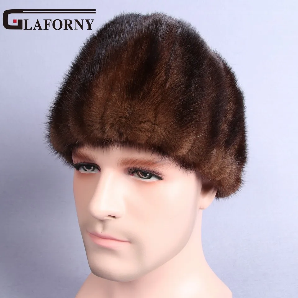 Glaforny 2017 New Design Real Whole Men Mink Fur Hat Russian Style