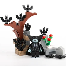 DIY город Хэллоуин ужас тема вампира фигурки строительные блоки летучие мыши паук кирпичи аксессуары животные модель игрушки Рождество