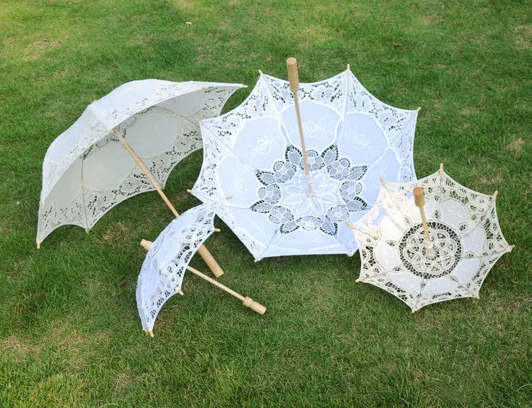 Летние винтажные кружевные свадебные Зонты белого цвета и цвета слоновой кости, женский зонт от солнца, Свадебный зонт для невесты