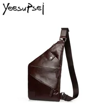 YeeSupSei мужская сумка через плечо, мужская сумка из кожи Crazy Horse, винтажная тонкая нагрудная сумка, Ретро сумка на ремне, мужская сумка на молнии