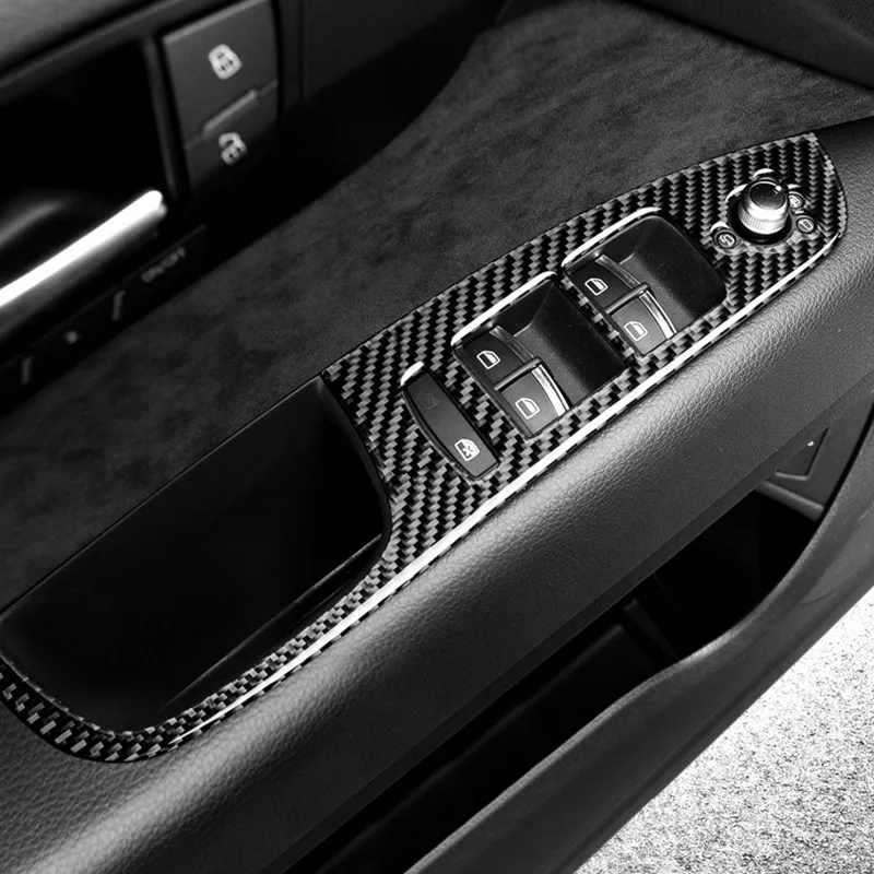 Углеродное волокно автомобиля Стайлинг двери подлокотник панель окна стекло переключатель кнопки крышка Накладка для Audi Q7 2008- LHD Inteiror наклейки