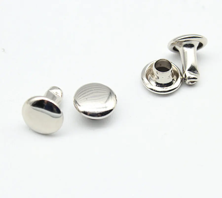 100sets Double Cap Rivets, Head 5mm 7mm, Purse Handbag Bag Making Hardware Brass Round Metal