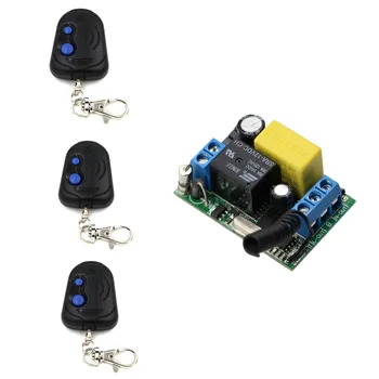 

Promotion AC 220V 1CH RF Wireless Remote Control Switch 1piece Receiver & 3 pieces Transmitters With Two-buttons 315/433Mhz