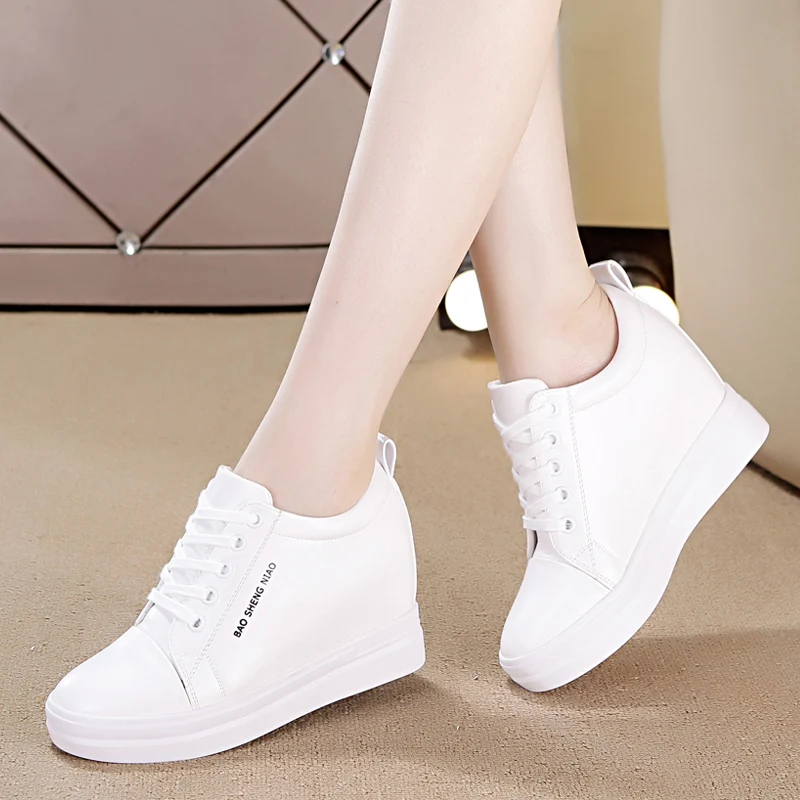 

Women Shoes 2019 New Autumn Waterproof Wedges Woman Casual Shoes Platform Heels Female Leisure Black & White Women Sneakers