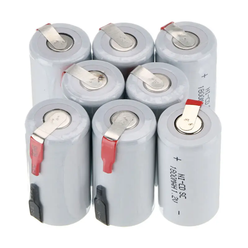 

1-10pcs Ni-Cd SC Sub C Battery 1.2V 1800mAh nicd Rechargeable Battery Flat Top with Tabs For Shaves and Emergency Lighting Radio