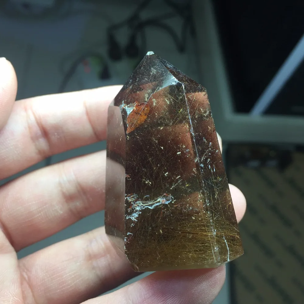 

Wedding Decoration 79g Natural Rutilated Quartz Crystal Wand Healing Stone HD114