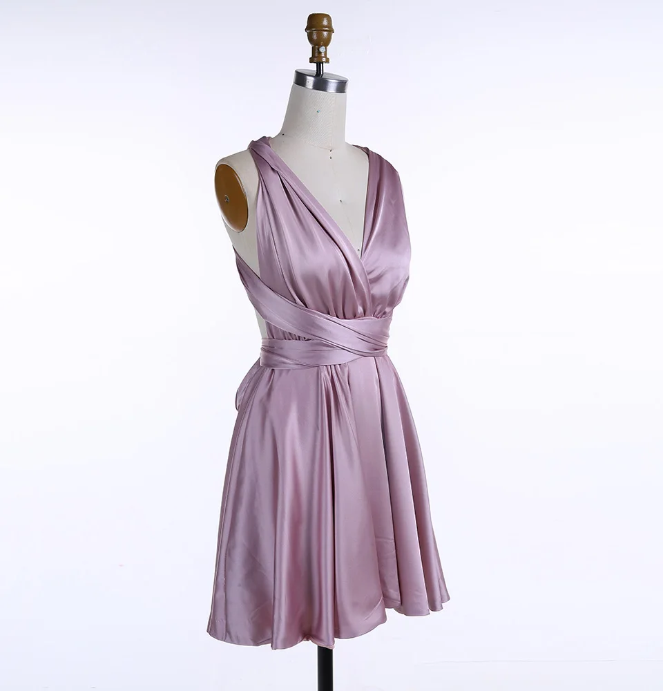 Lavender Criss-cross Short Bridesmaid Dress