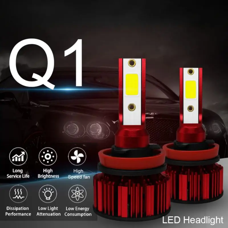Q1-LED фар HB3/9005/H10 светодиодные Автомобильные фары Набор ламп преобразования 6000K
