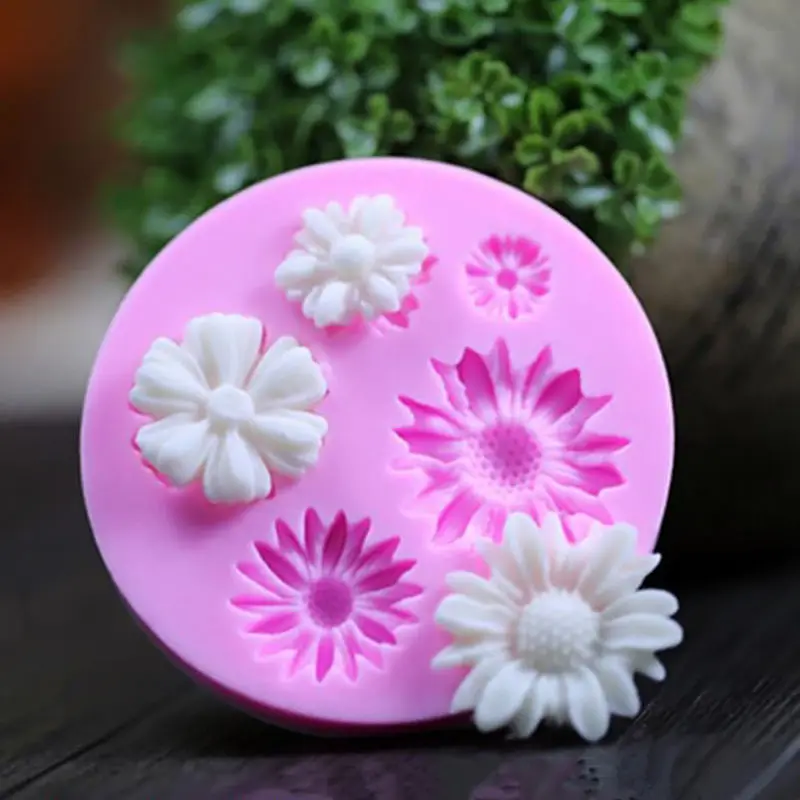 DIY 3D Daisy Rose Silicone Soap Mold Flower Round Fondant Mold Kitchen Cake Decorating Tools Kitchen Cake Baking Chocolate Mould