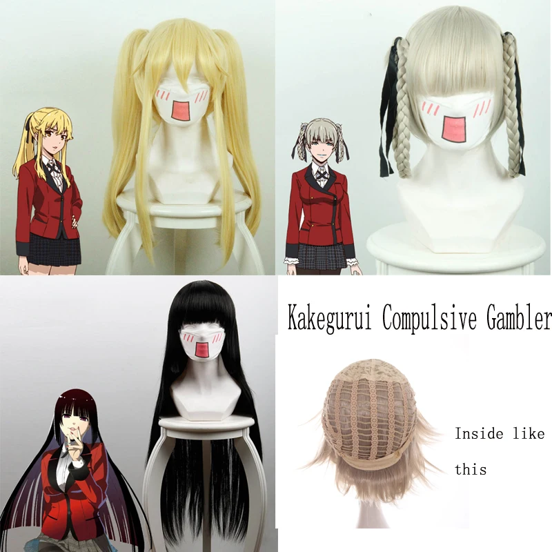 Tanie Kakegurui obowiązkowy hazardzista Mary Saotome Momobami Kirari Jabami Yumeko syntetyczne włosy przebranie na karnawał peruki + czapka z peruką