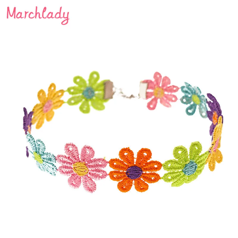 

Fashion Zinc Alloy Accessories Pattern Choker Necklaces Statement Cotton Big Small Flowers Gargantilha Korean Necklace For Wome