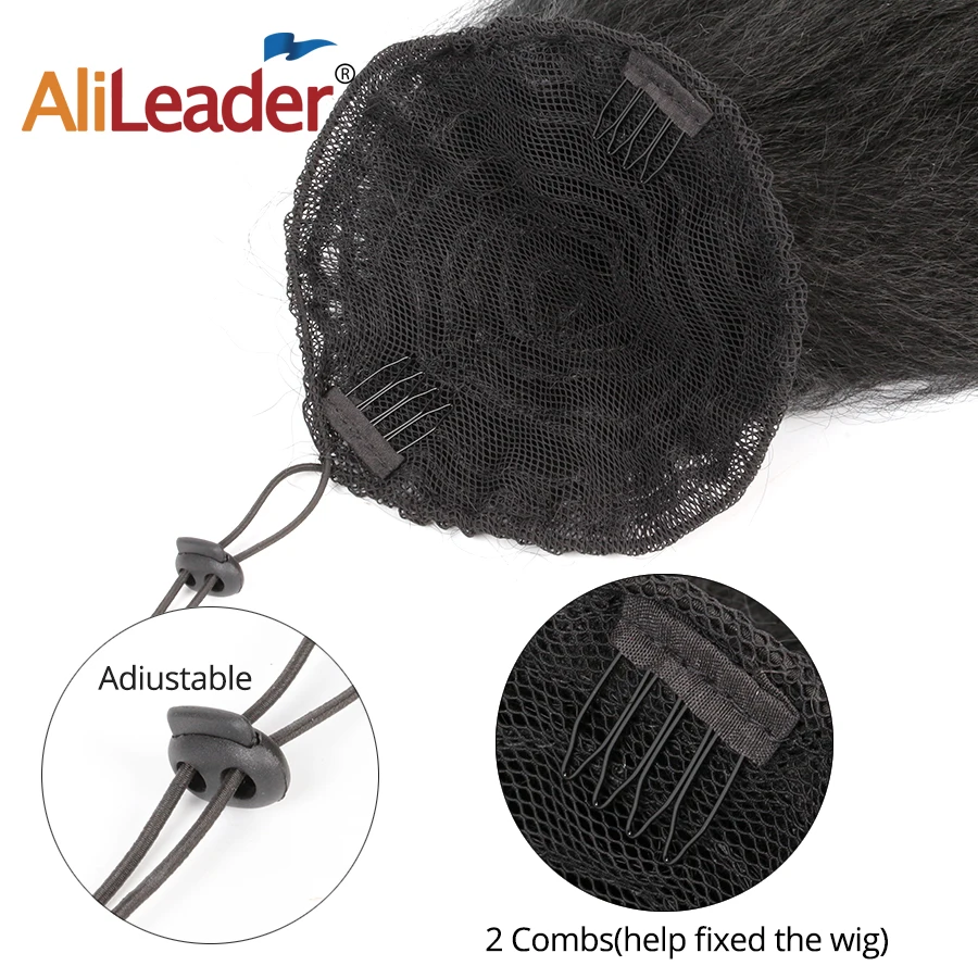 AliLeader 22" Adjustable Strap Kinky Curly Yaki Ponytail Hairpiece For Women With Comb Synthetic Pony Tail False Hair Extension