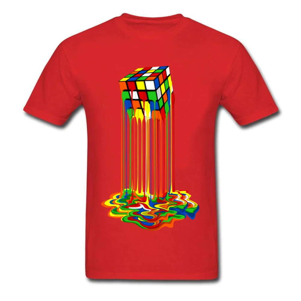 Regenbogen-Abstraktion geschmolzener rubix cube_red