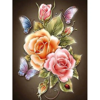 

Flowers Butterfly Rose Resin Full Diamond Painting DIY Diamond Mosaic Beadwork Embroidery Gift Making Tools Diamond Pattern LRR