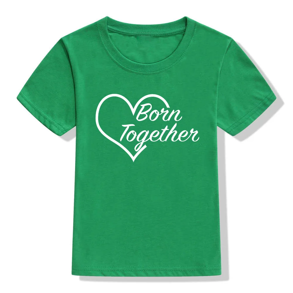 Футболка «Born Together& Friends Forever» для мальчиков и сестер; футболка с короткими рукавами для малышей; детская футболка; летняя одежда для близнецов - Цвет: 47Q7-KSTGN-