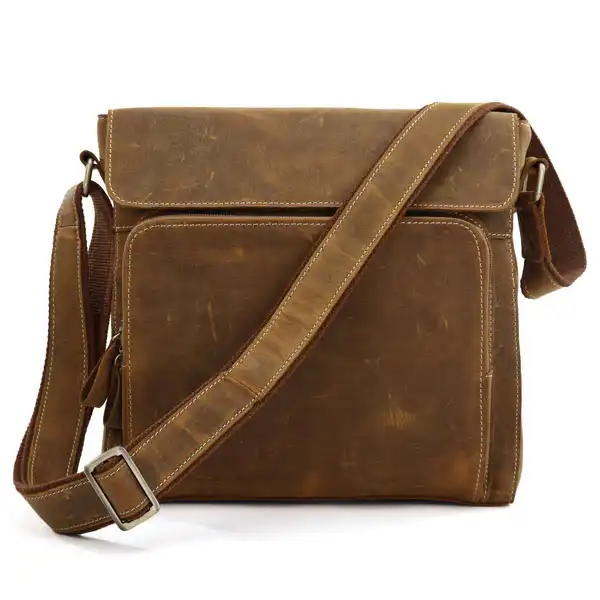 

Augus Genuine Leather New Style Fashion Design Brown Color Shoulderbag Crossbody Bag Men Shoulder Bag Portable Bag 7051B-1