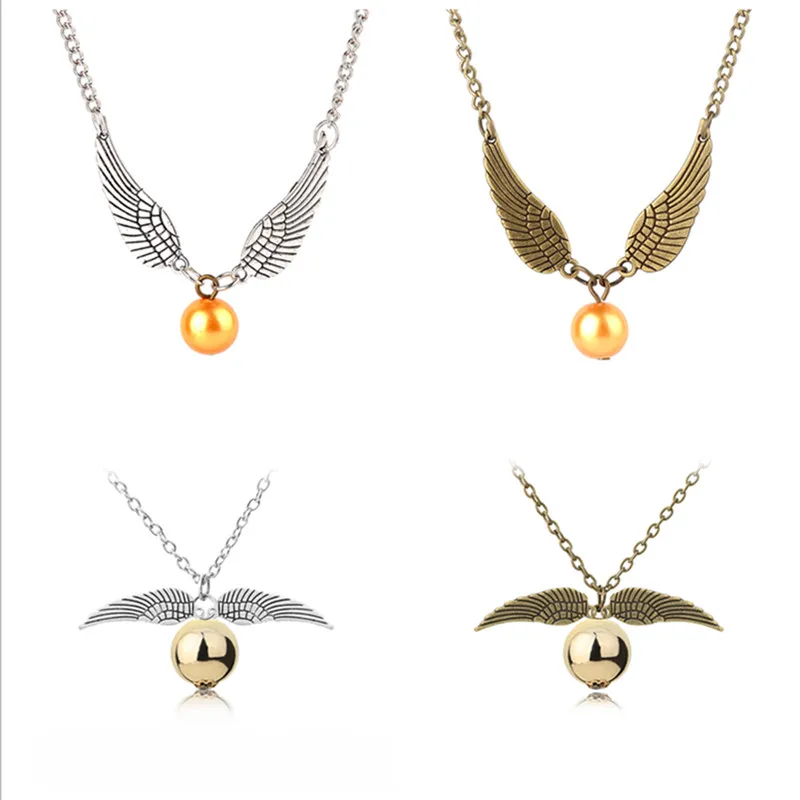 

Hot Movie Harry Golden Snitch Necklace Wing Pendants&Necklaces Vintage Women&Men Jewelry For Gifts