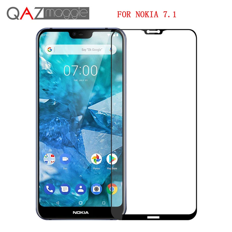 

sFor Nokia 7.1 Glass QAZ Maggie Full Cover Screen Protector Tempered Glass For Nokia 7.1