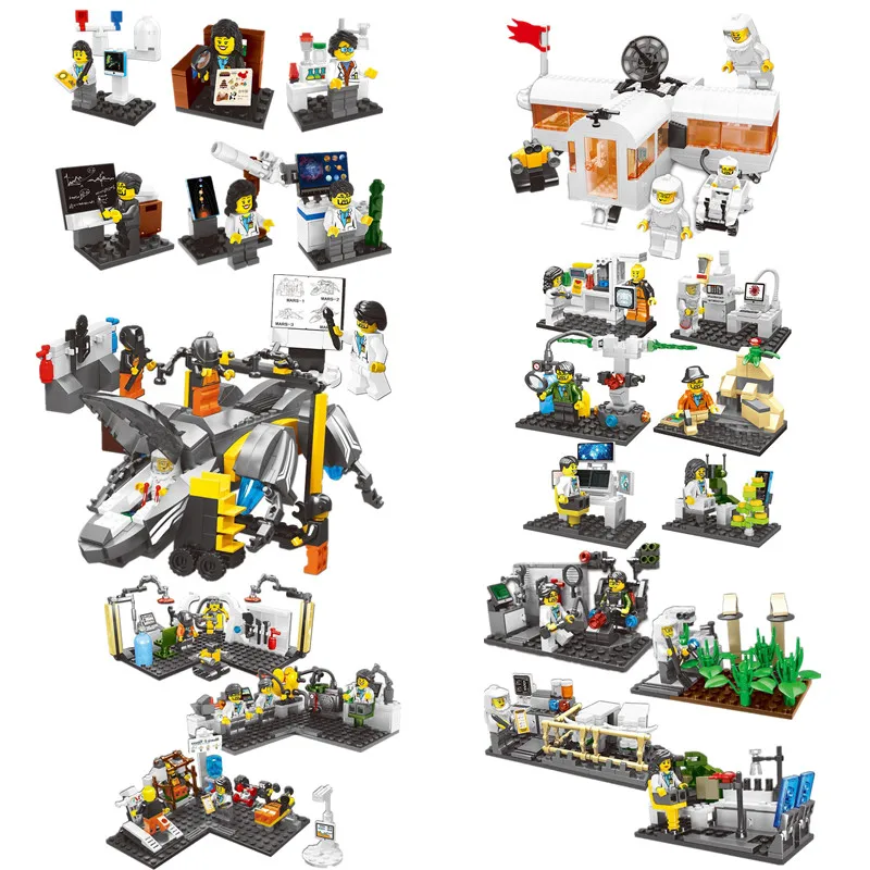 

2019 Space Resarch Science Laboratory City Scientist Figures Model Building Blocks Bricks Kids Toys Compatible With Lego