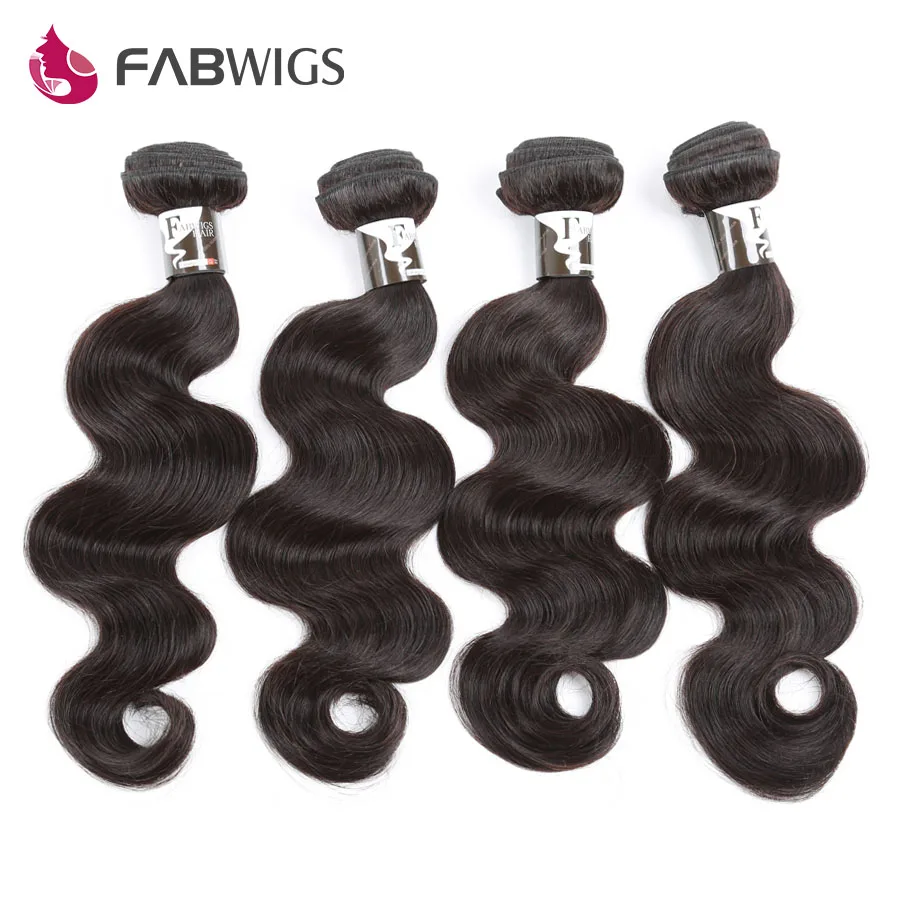 Fabwigs Brazilian Virgin Hair Body Wave 4 Bundles Unprocessed Human Hair 7A Brazilian Hair Weave Bundles Brazilian Body Wave