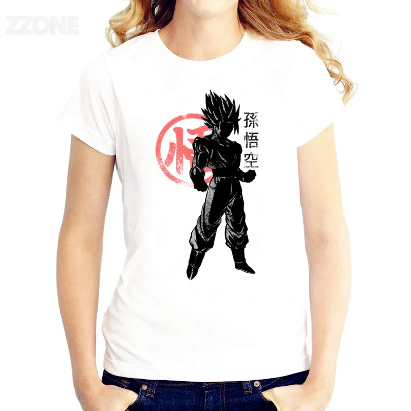 Супер Saiyan футболка Goku женская хорошего качества с принтом Футболки коротким