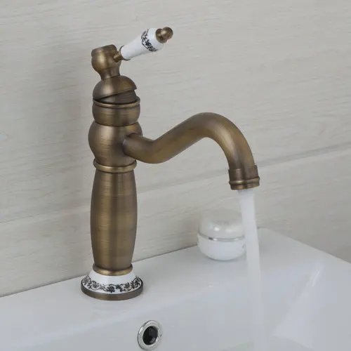 YANKSMART Antique Brass Swivel 360 Kitchen Faucet Hot Cold Hose Deck Mounted 97152 Single Handle Sink