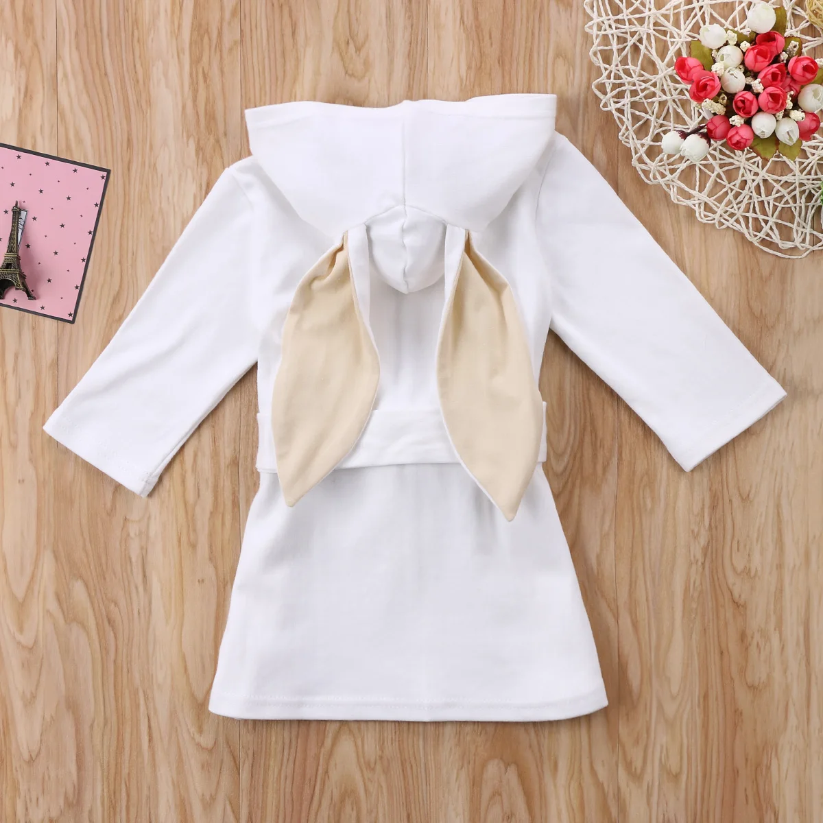 Для мальчиком и девочек с животными jurk meisje Robe Mariage Enfant Vetement FILLE белого кролика с длинными рукавами на осень с длинными ушами, Дети полотенце с капюшоном банное Полотенца купальный Мёд для малышей