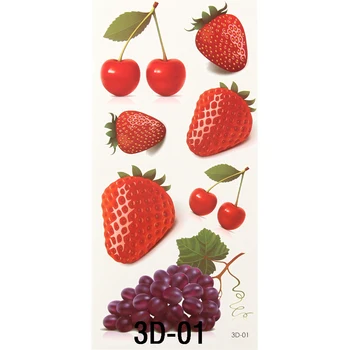 

10 Sheet 3D Fruit Image Tattoos Nail Decals Strawberry Cherry grapes Water Transfers Stickers Decorations For Diy Nails Art