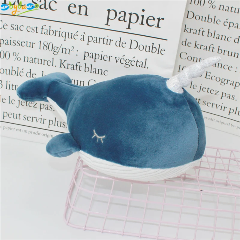 

25-60cm Hot Narwhal Plush Toy Lovely Whale Doll Soft Stuffed Marine Animal Fish Children Birthday Gift Home Decor