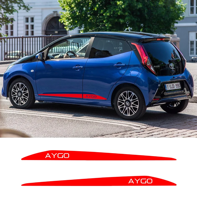 2 шт. AYGO автомобильные боковые полосы боковые юбки графика виниловые наклейки гоночный Спорт Авто наклейки s для Toyota AYGO