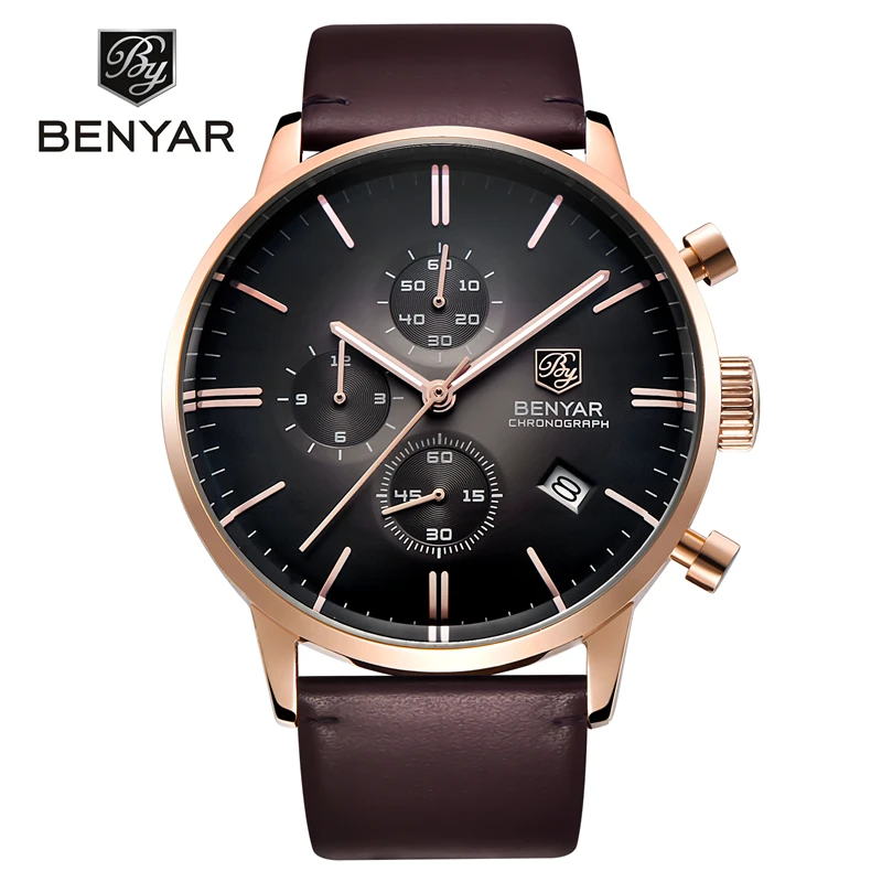 Reloj Hombre 2016 BENYAR моды кожаный ремешок Для мужчин часы лучший бренд класса люкс