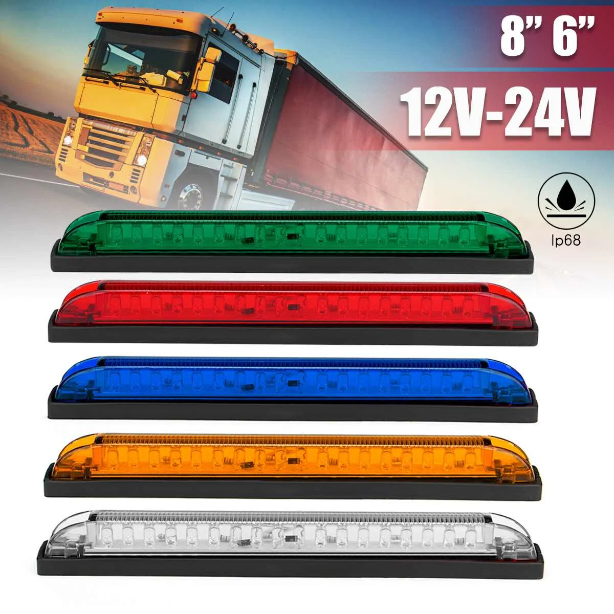 

2pcs 18 LED Light Bar Strip 12V 24V Trailer Truck Rear Lights Brake Stop Tail Turn Indicator LED Lamps For Car Trailers Trucks