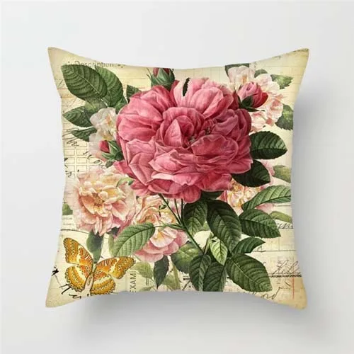 Fuwatacchi новая Цветочная подушка, Чехлы, цветные цветы, наволочки для дома, дивана, спальни, розовые, красные розы, плюшевые наволочки - Цвет: PC06285