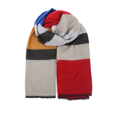 Mingjiebihuo Осенне-зимняя обувь шарф Цвет широкую полоску Европа и США вентилятор удобная шаль из толстой ткани для девочек - Цвет: 1