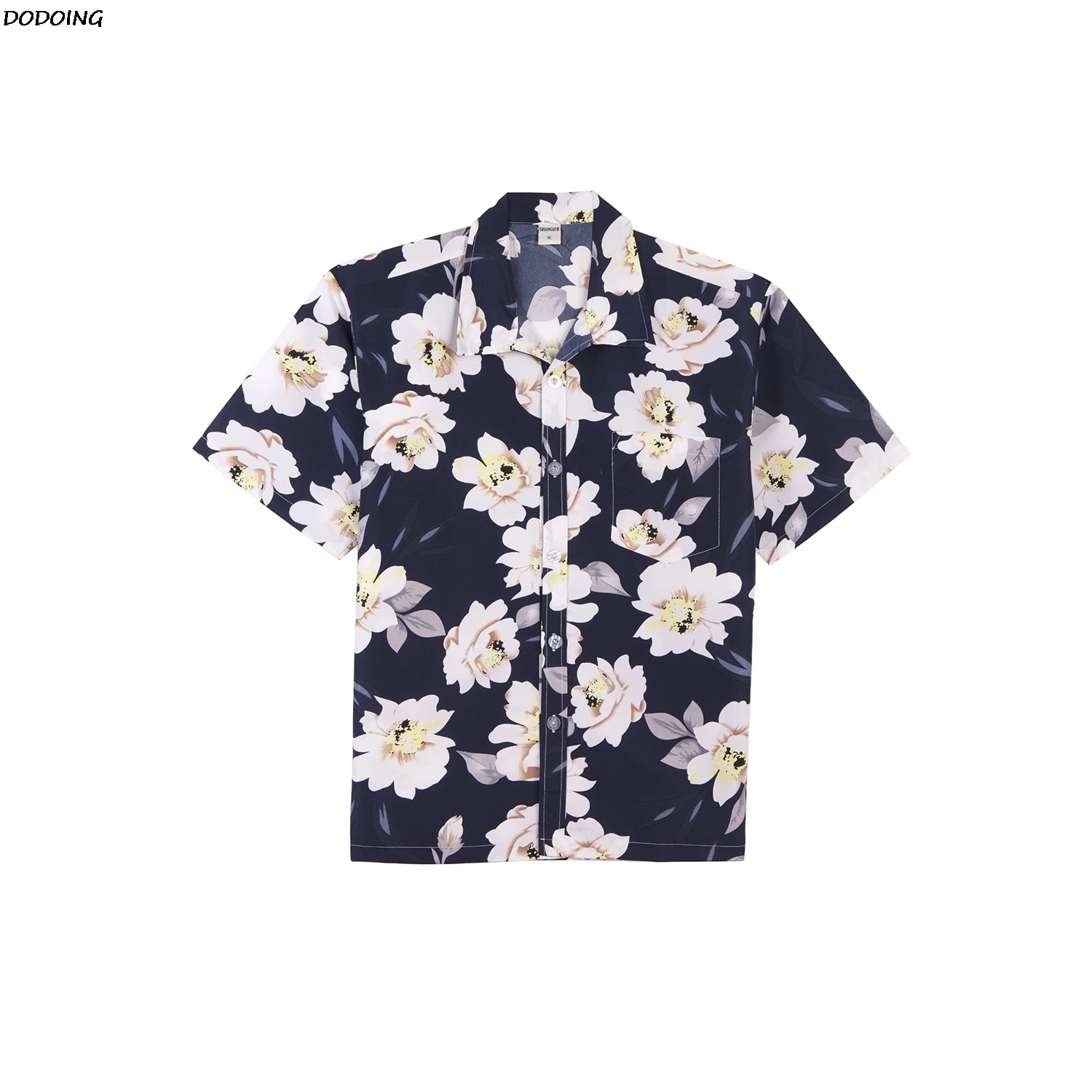 DODOING Summer Navy Beach Flower Printing Short Sleeve Slimming Men Shirts 2019 Brand Fashion Designer High Quality Fit Tops