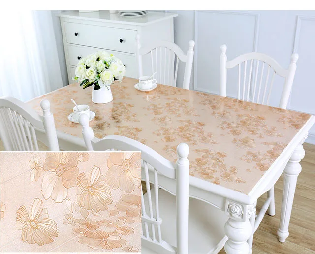 toalha de mesa floral em pvc prova proteção retangular transparente para mesa de café
