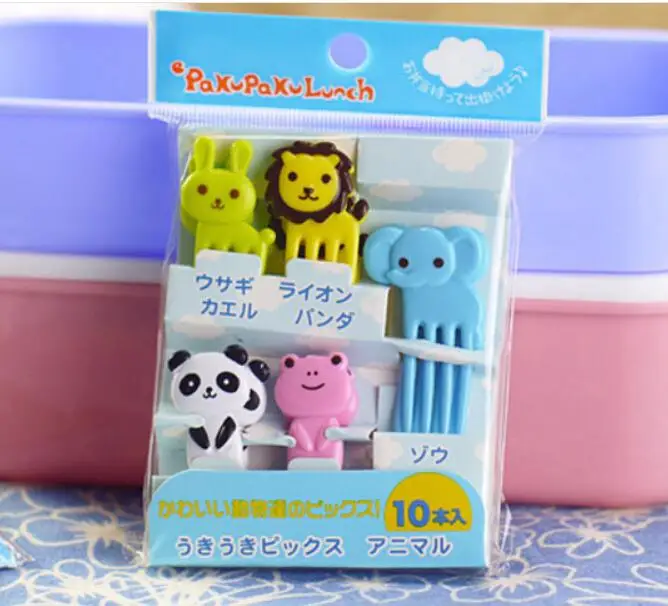 New 10pcs/set Original Easy Cleaned Children Fruit Fork Animal Farm Cartoon Mini Fruit Toothpick Home Decoration Small Ornaments