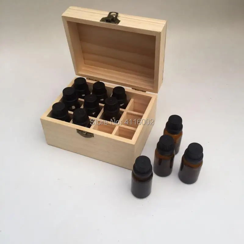 

12 pieces/set Natural pine wooden boxes Essential Oils Storage Box 12 holes 5ml - 20ml bottles without paint